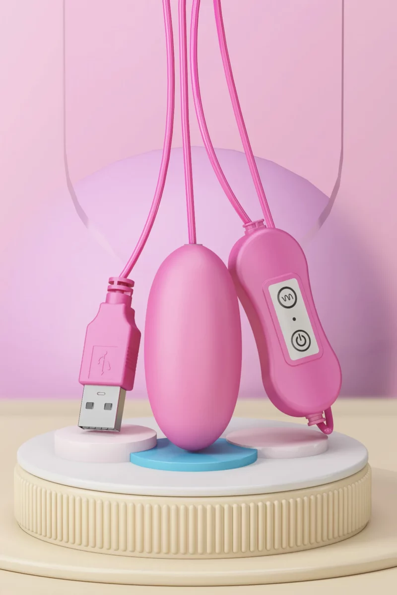 Vibrator dublu tip OU cu telecomanda pe fir, doua stimulatoare diferite cu moduri si intensitati de vibrare multiple, Roz - imagine 3