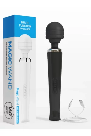 Vibrator tip WAND negru pentru stimularea clitorisului cu multiple moduri de vibratii si intensitati