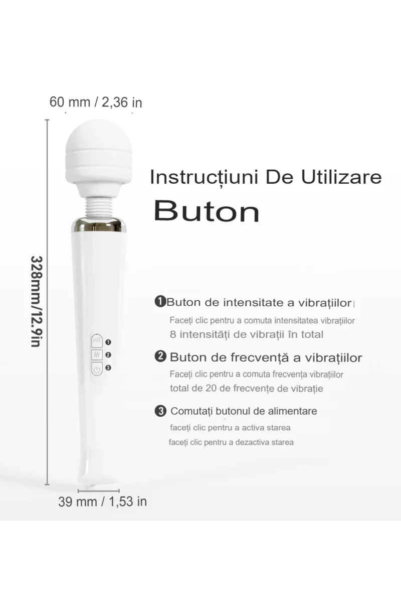 Vibrator tip WAND pentru stimularea clitorisului cu multiple moduri de vibratii si intensitati, Roz - imagine 6