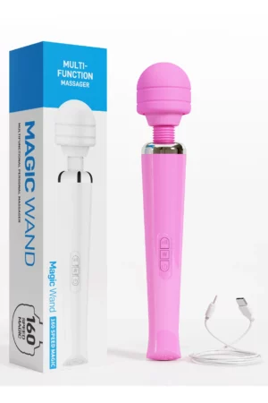 Vibrator tip WAND roz pentru stimularea clitorisului cu multiple moduri de vibratii si intensitati