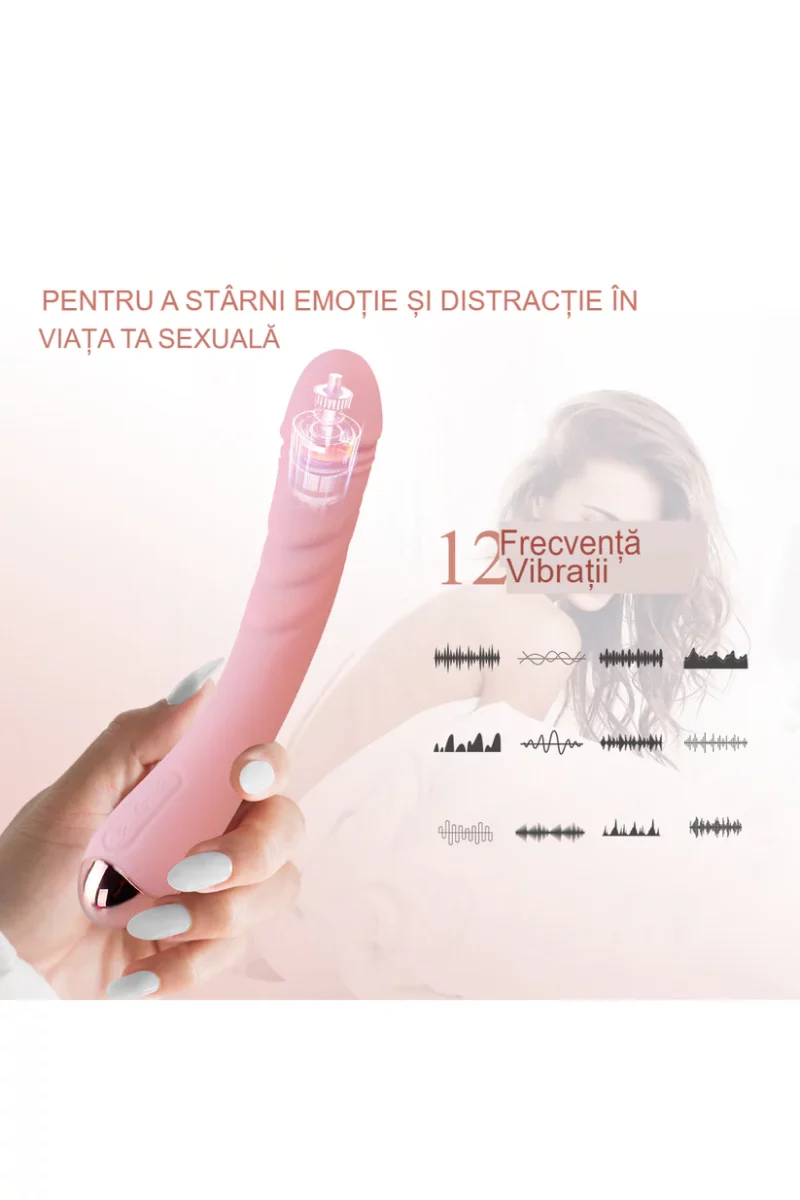 Vibrator flexibil pentru stimulare vaginala cu multiple moduri de vibratii si intensitati, Fuchsia - imagine 4