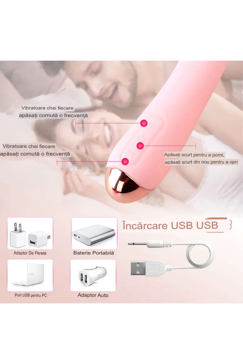 Vibrator flexibil pentru stimulare vaginala cu multiple moduri de vibratii si intensitati, Roz - imagine 8