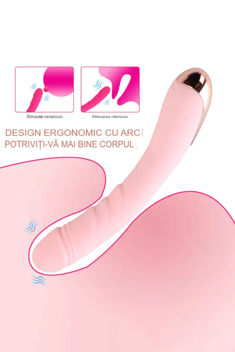 Vibrator flexibil pentru stimulare vaginala cu multiple moduri de vibratii si intensitati, Roz - imagine 3