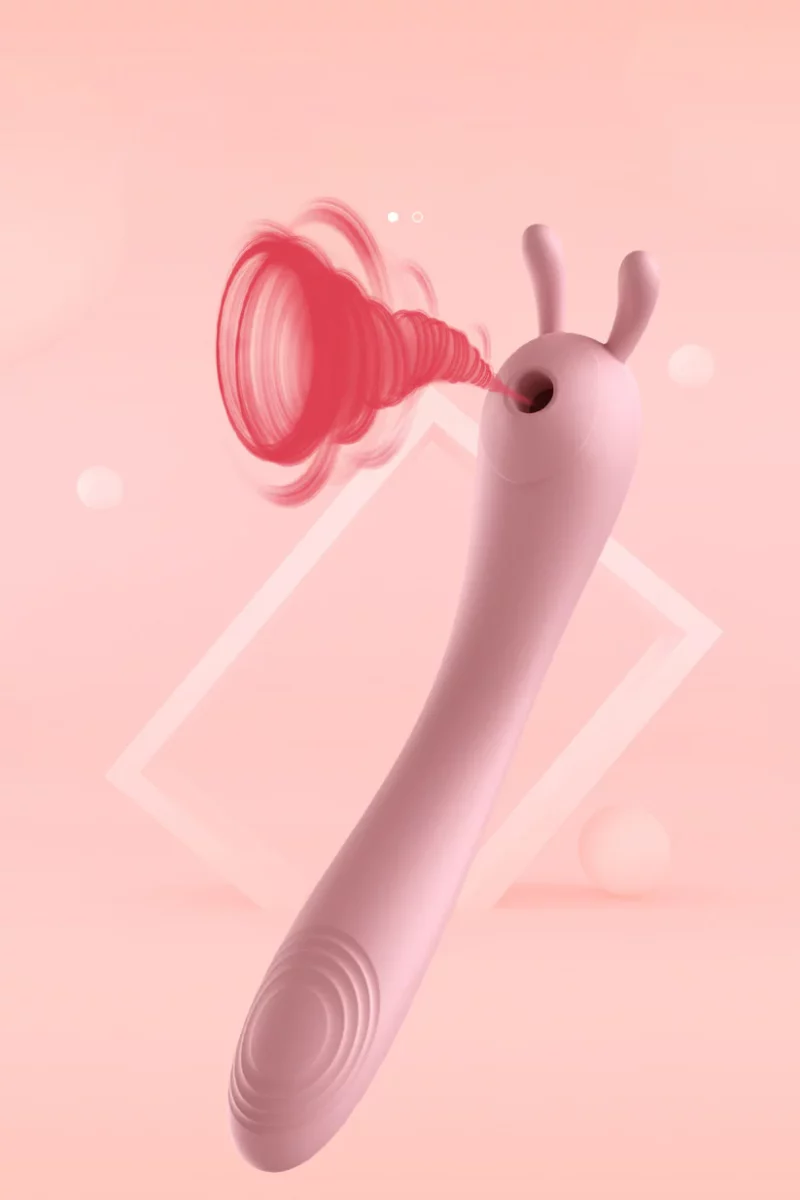 Vibrator tip iepuras cu functie de suctiune/aspiratie pentru stimularea clitorisului, Roz - imagine 3