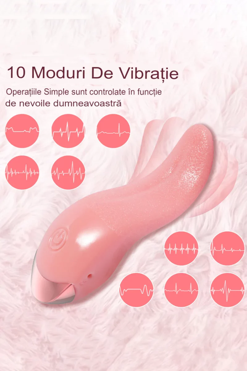 Vibrator limba pentru stimulare clitoridiana cu multiple moduri de vibrare, Rose - imagine 6