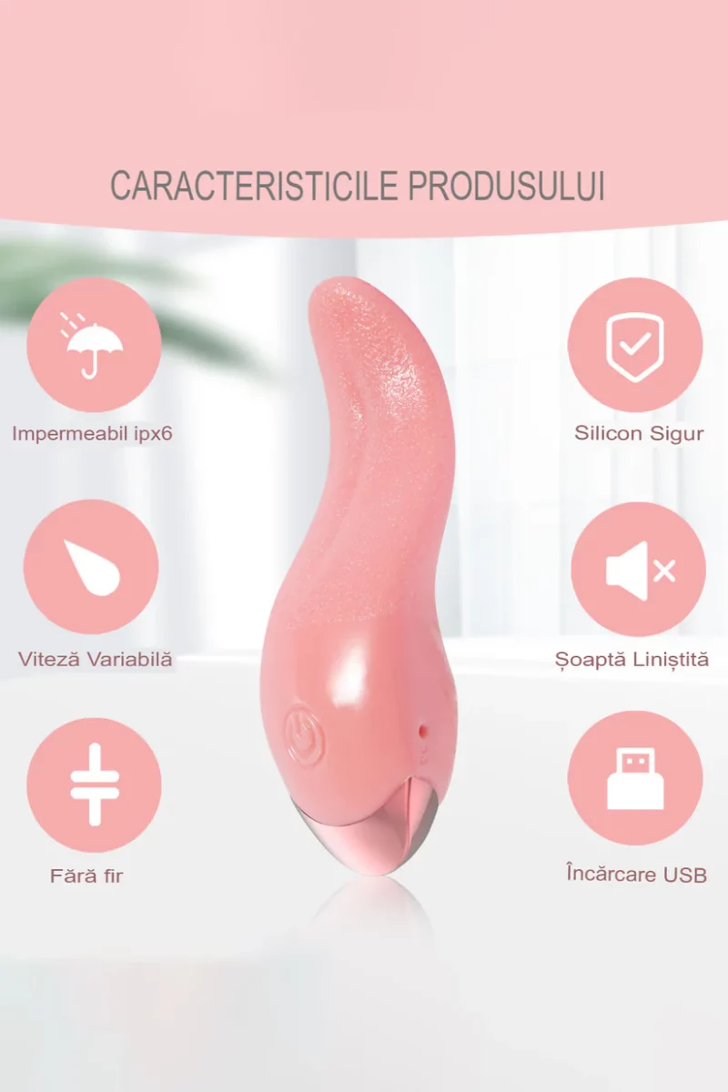 Vibrator limba pentru stimulare clitoridiana cu multiple moduri de vibrare, Rose - imagine 8