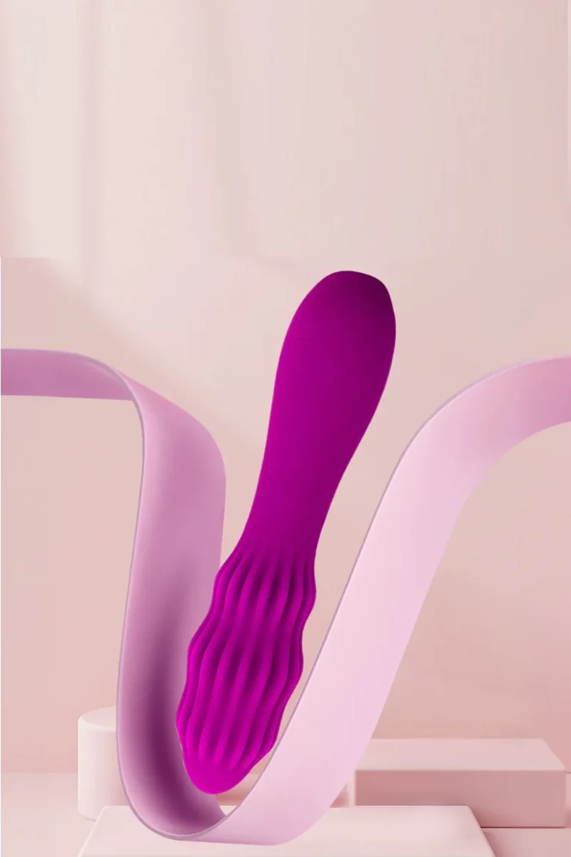 Mini Vibrator cu striatii si multiple moduri de vibrare, rezistent la apa, Fuchsia - imagine 5