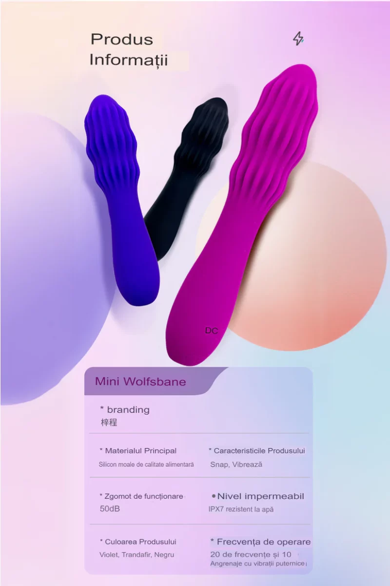 Mini Vibrator cu striatii si multiple moduri de vibrare, rezistent la apa, Albastru - imagine 2