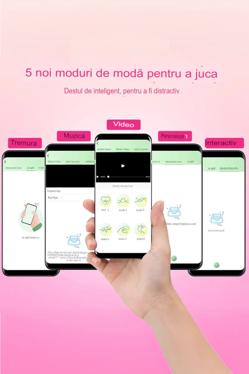 Vibrator smart tip Ou cu stimulare punctul G si Clitoris, multiple moduri de vibrare si conectare cu Aplicatie Mobila, Fuchsia - imagine 9