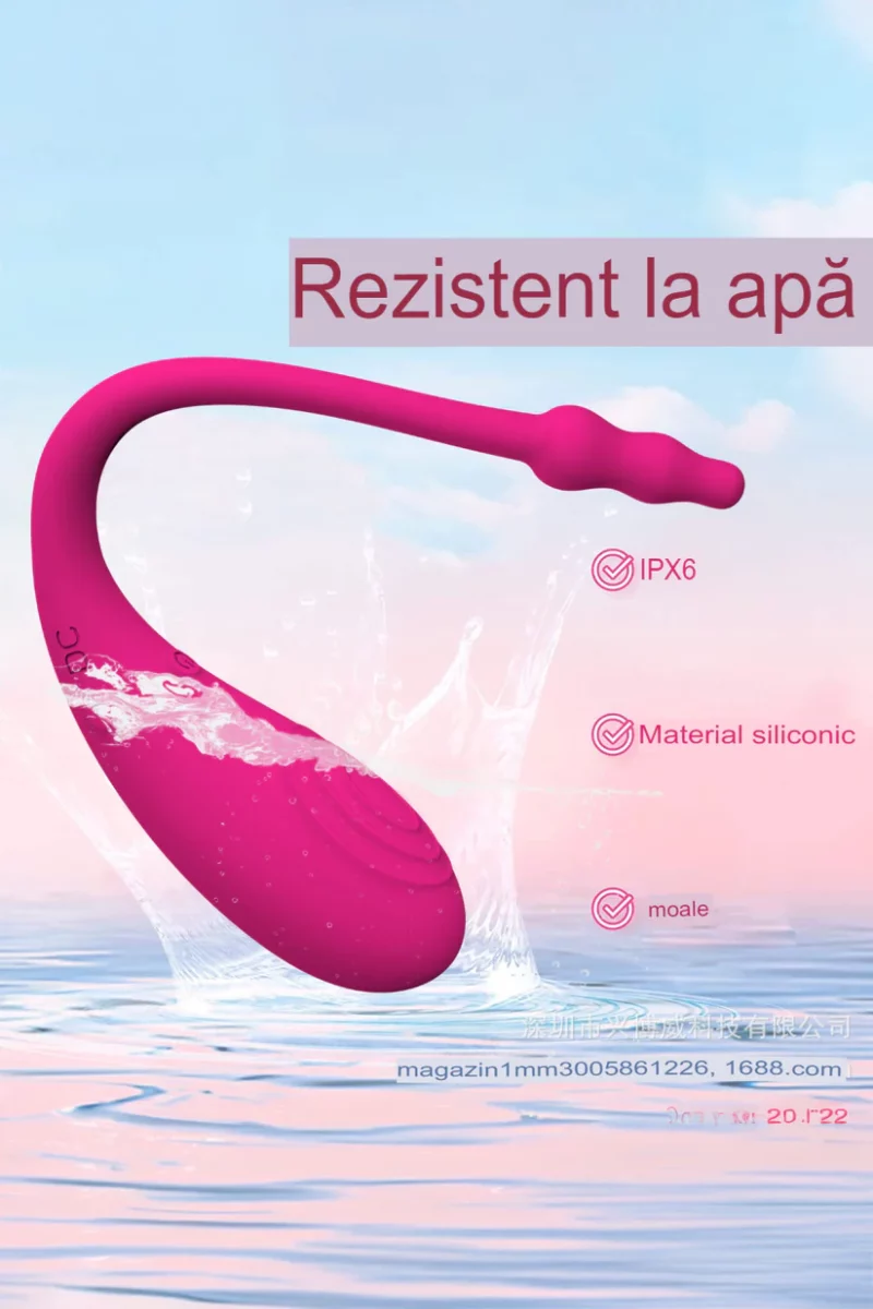 Vibrator smart tip Ou cu stimulare punctul G si Clitoris, multiple moduri de vibrare si conectare cu Aplicatie Mobila, Fuchsia - imagine 4