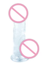 Dildo ultra realistic cu striatii din silicon, ventuza pentru fixare, S,M,L, Incolor