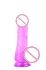 Dildo ultra realistic cu striatii din silicon, ventuza pentru fixare, S,M,L, Mov