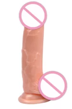 Dildo ultra realistic cu striatii din silicon, ventuza pentru fixare, S,M,L, Nude