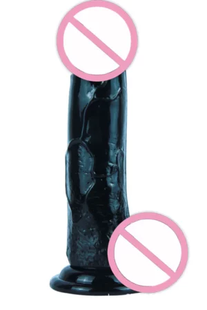 Dildo ultra realistic cu striatii din silicon, ventuza pentru fixare, S,M,L, Negru