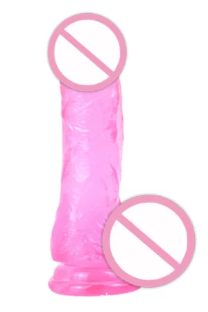 Dildo ultra realistic cu striatii din silicon, ventuza pentru fixare, S,M,L, Fuchsia