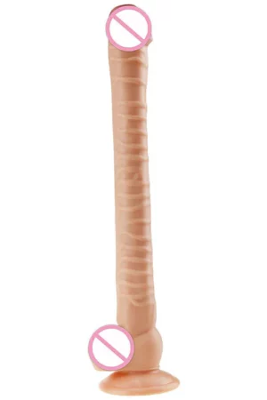 Dildo gigantic nude, realistic cu striatii si ventuza din silicon