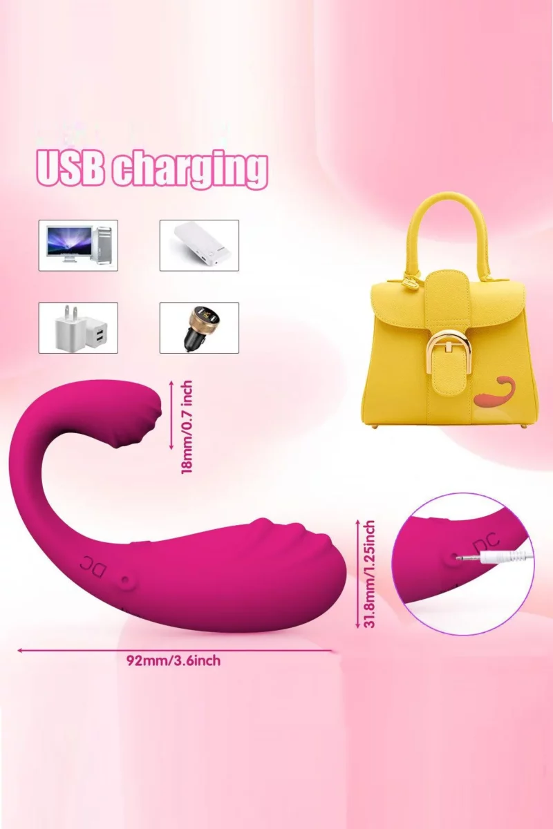 Vibrator SMART pentru stimulare vaginala si clitoridiana cu doua zone de vibrare independente, Fuchsia - imagine 6