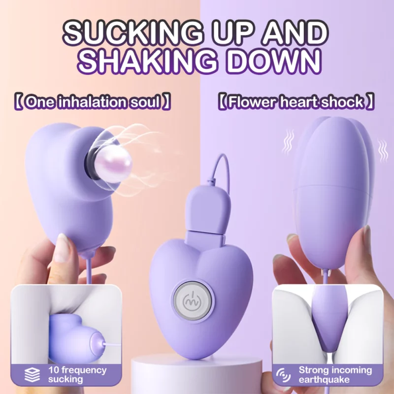 Vibrator cu fundtie duala alcatuit din vibrator tip OU si dispozitiv de suctiune/aspiratie, Mov - imagine 2