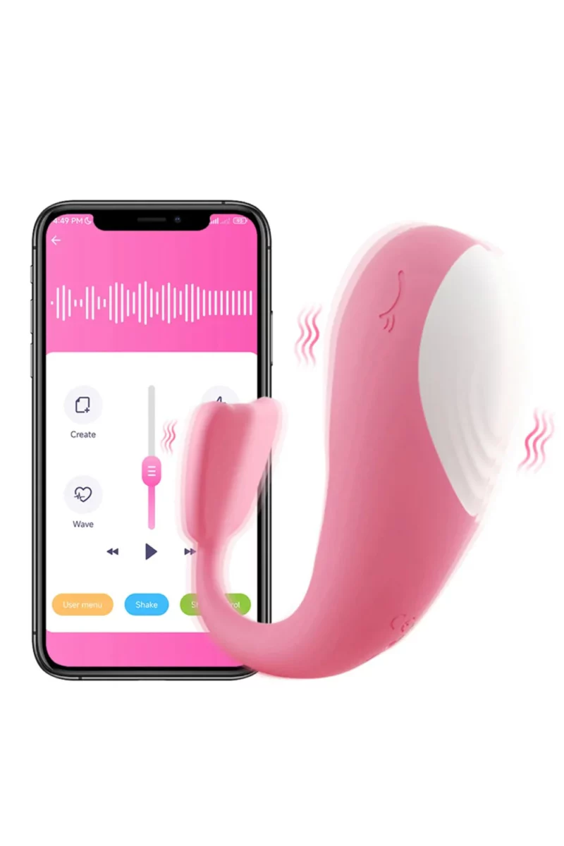 Vibrator SMART tip ou, in forma de balena, controlabil si de pe telefon, Roz - imagine 2