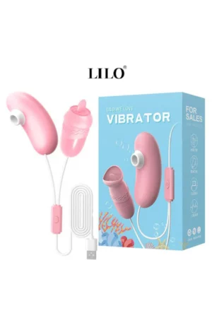 Vibrator dual roz , tip Ou cu accesoriu tip limba si model cu suctiune/aspiratie