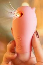 Vibrator clitoridian cu efect de suctiune/aspiratie si multiple moduri de vibratii roz