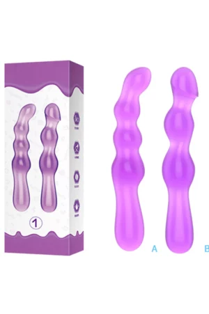 Set doua dildo-uri din silicon, cu striatii, pentru amplificarea placerii