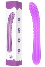 Dildo mov din silicon, cu multiple striatii, pentru amplificarea placerii