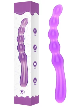 Dildo din silicon, cu striatii, pentru amplificarea placerii