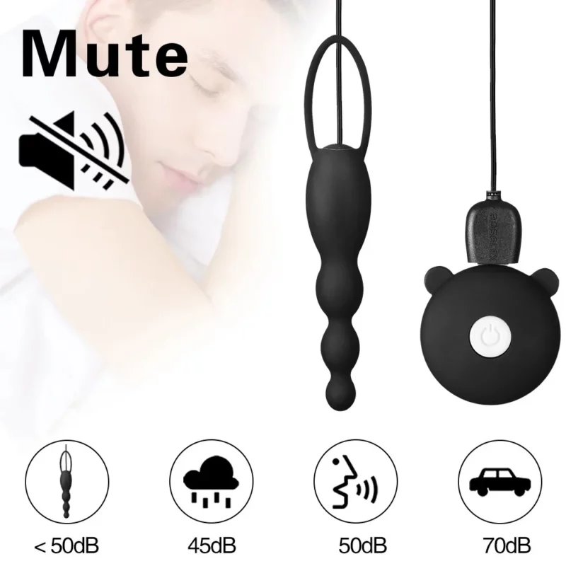 Mini vibrator anal cu telecomanda pe fir, patru zone de insertie si multiple moduri de vibrare, Negru - imagine 8