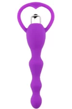 Vibrator anal cu maner tip inima, cu striatii din silicon, mov