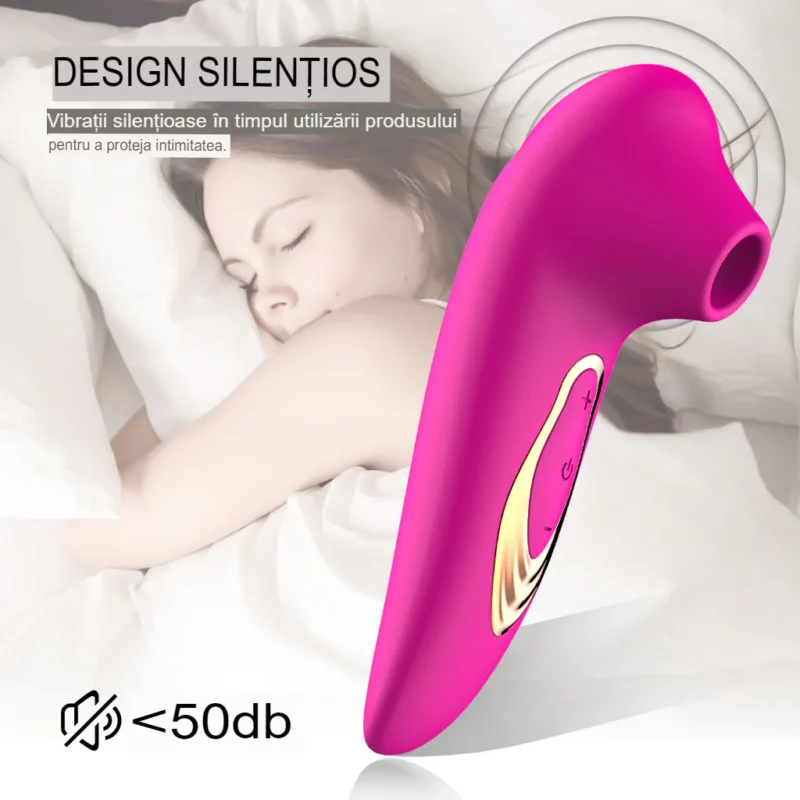 Vibrator clitoridian cu functie de suctiune/aspirare cu multiple intensitati, Fuchsia - imagine 4