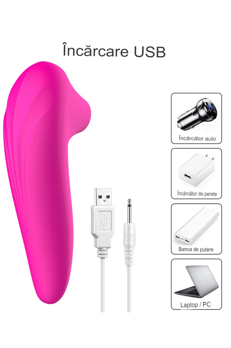 Vibrator clitoridian cu functie de suctiune/aspirare cu multiple intensitati, Crem - imagine 11