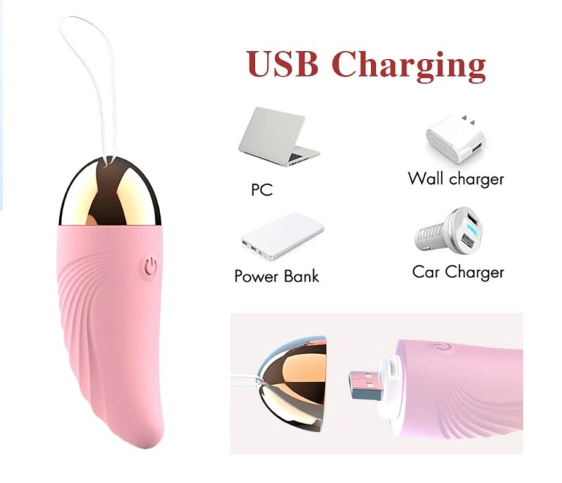 Vibrator wireless roz cu port USB, compatibil cu laptop, priză și powerbank