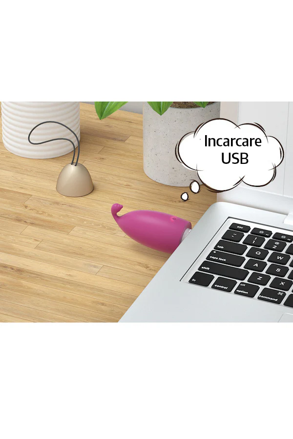 Vibrator Tip Ou în Formă de Fluture Premium din Silicon pentru Stimulare Clitoridiană, Reîncărcabil, Roz TOY468-57 - imagine 3