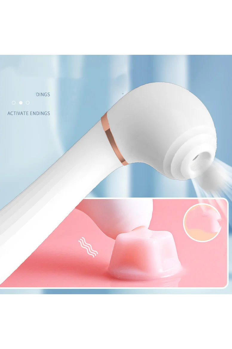 Vibrator Premium cu 2 Capete, Funcție de Vibrare și Sucțiune Clitoridiană, Silicon Medical, Roz și Auriu TOY557-5 - imagine 2