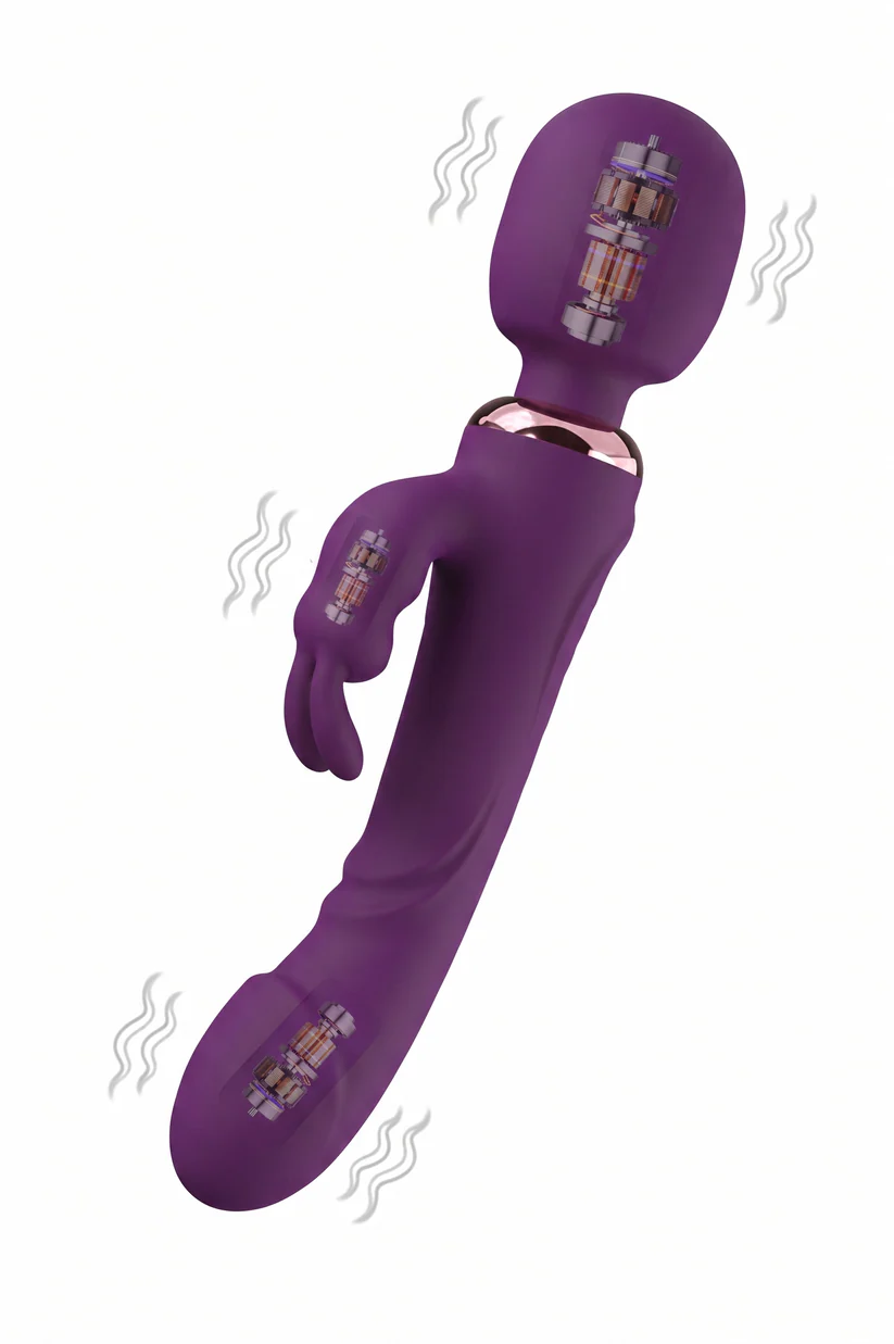 Vibrator cu 3 motoare și dispozitiv stimulare clitoridiană premium TOY614-11