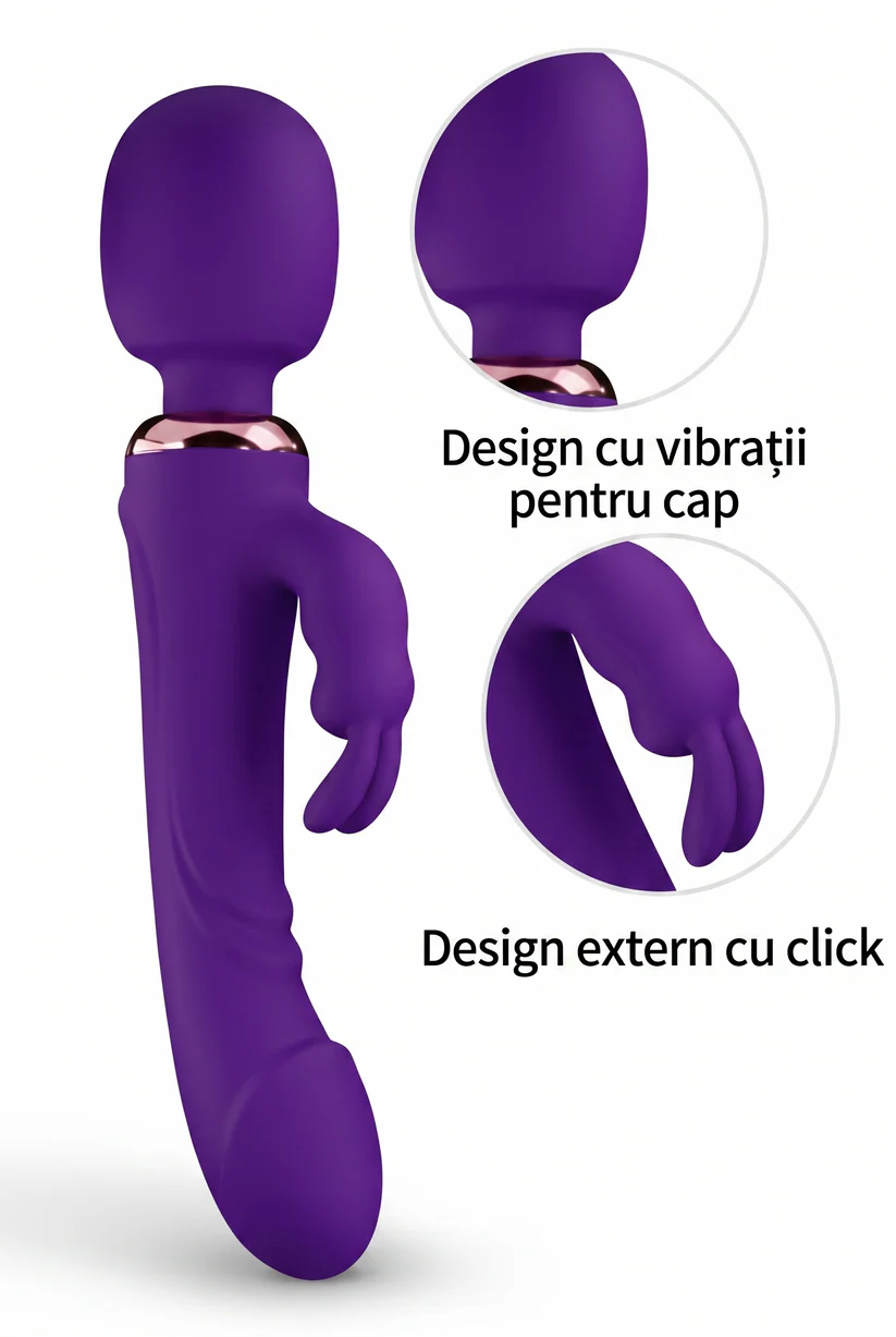 Vibrator cu 3 motoare și dispozitiv stimulare clitoridiană premium TOY614-11